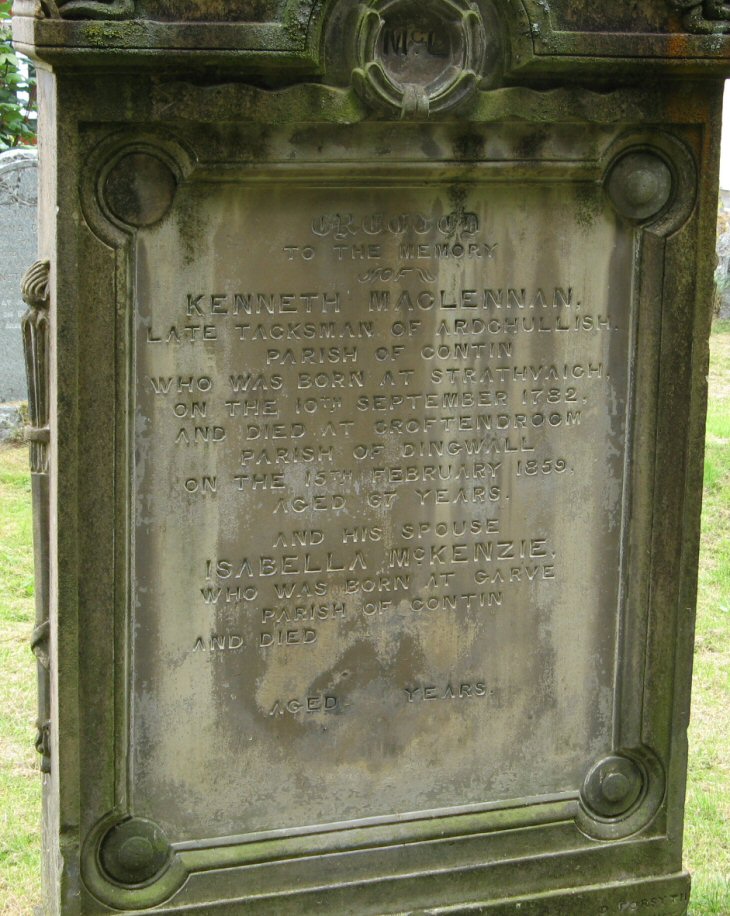 Photo of headstones/Kenneth MacLennan d1859 hdstn Garve Old
